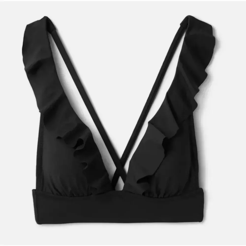 Shade & Shore Black Ruffle Bikini Top Medium NWT - Picture 5 of 6